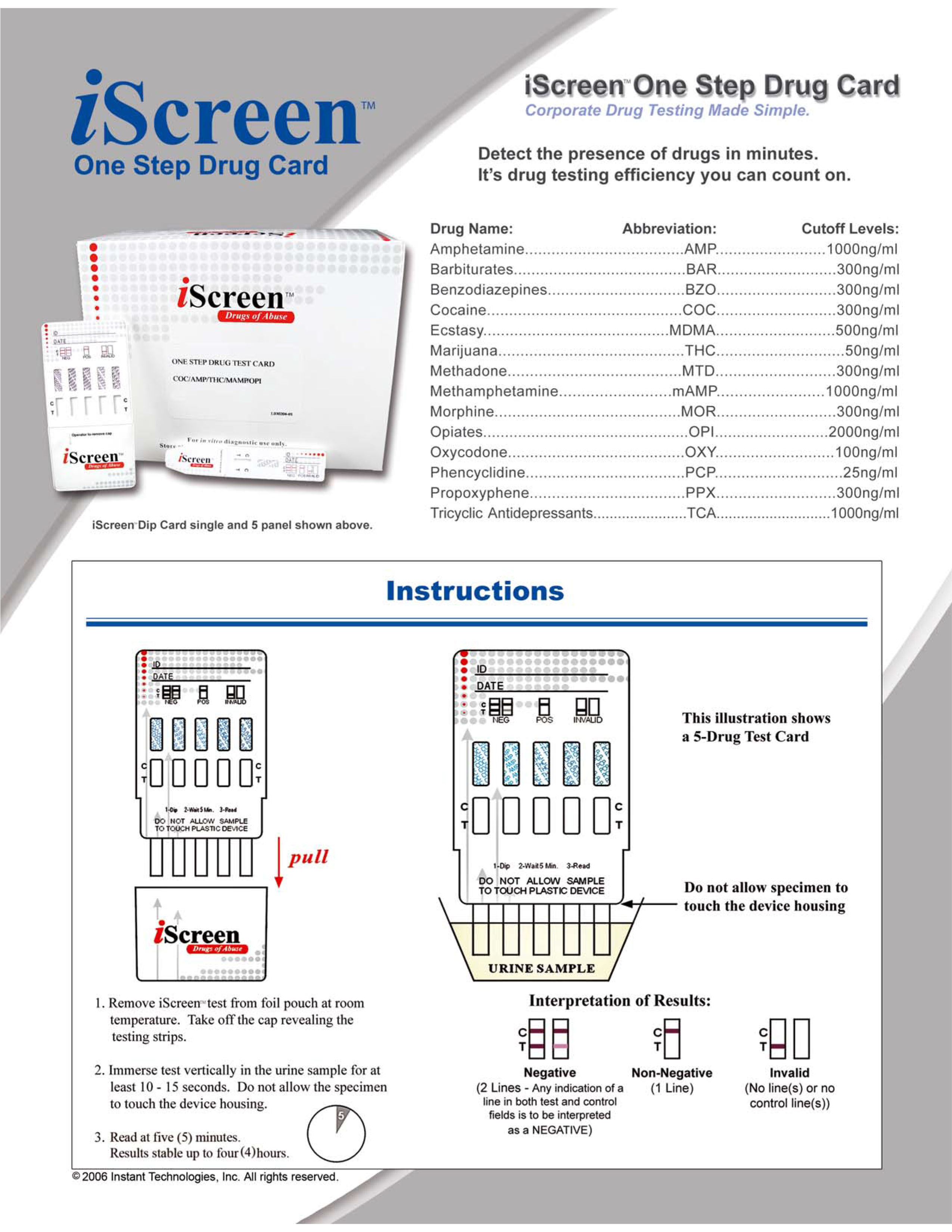 iScreen One Step Drug Card Product Specs (Page 2)